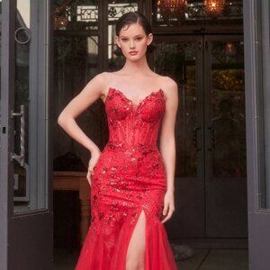 NEW FORMAL SLEEVELESS STRAPLESS MERMAID GALA GOWN W/ SEQUINS EMBROIDERY CD A1388
